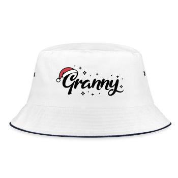 Weihnachtsmütze Granny Oma - Bucket Hat - Weiß/Navy - Vorne