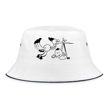 Stork with a Baby, One Color Design - Bucket Hat - white/navy - Front