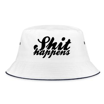 Shit Happens and Politics - Bucket Hat - white/navy - Front