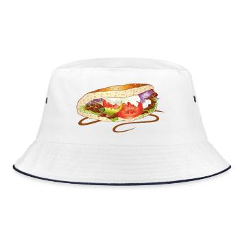 Doner Kebab Fast Food Junk Turkey Turkish - Bucket Hat - white/navy - Front