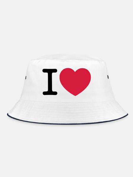 I Love... - Bucket Hat - white/navy