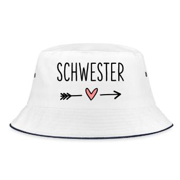 Schwester Herz Pfeil Liebe Freundin Geschenk - Bucket Hat - Weiß/Navy - Vorne