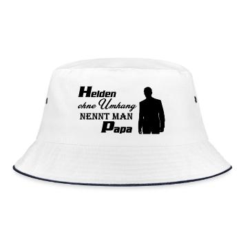 Helden Papa - Bucket Hat - Weiß/Navy - Vorne