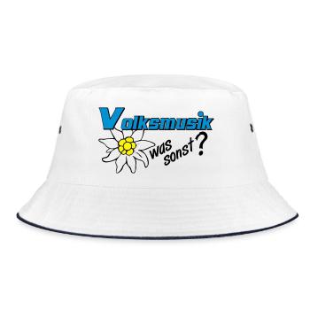 Volksmusik Edelweiß Emblem - Bucket Hat - Weiß/Navy - Vorne