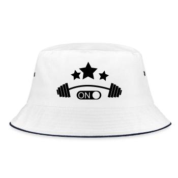 bodybuilder, bodybuilding, fitness, workout, beast - Bucket Hat - white/navy - Front