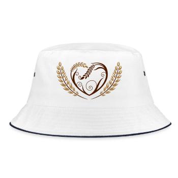 Big heart with cereals. Beautiful bakery motif. - Bucket Hat - white/navy - Front