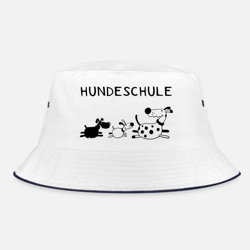 Lustige Hundeschule - Hund - Hunde - Comic - Bucket Hat - Weiß/Navy
