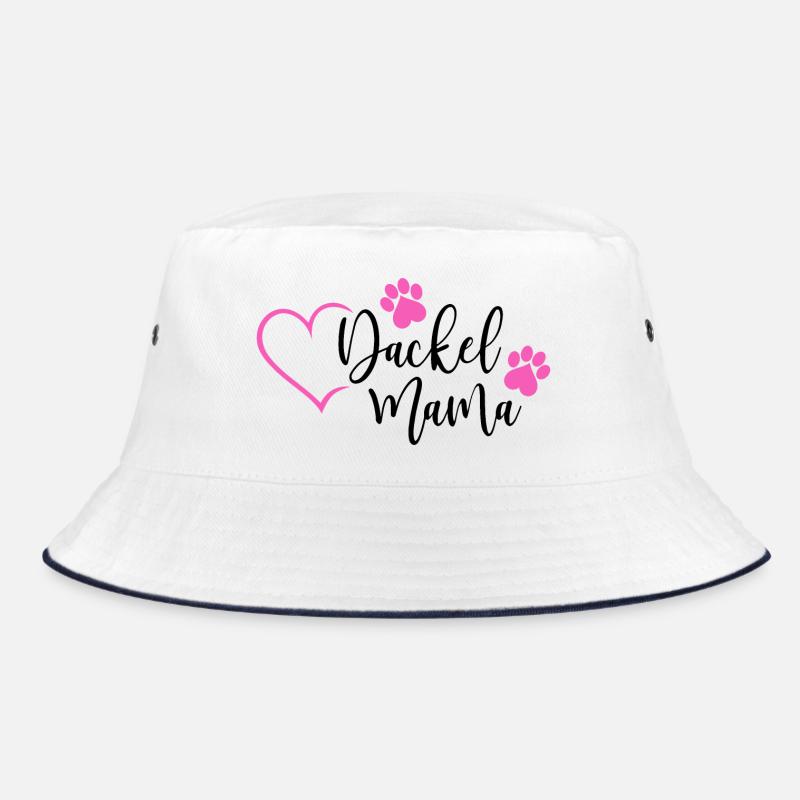 Dackelmama - Bucket Hat - Weiß/Navy