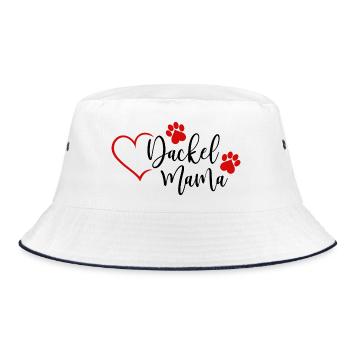 Dackel Mama - Bucket Hat - Weiß/Navy - Vorne