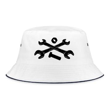 Tools wrenches nut and bolt - Bucket Hat - white/navy - Front