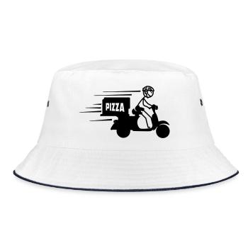 Scooter package or pizza text PIZZA - Bucket Hat - white/navy - Front