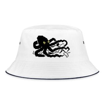 8bit pixel octopus - Bucket Hat - Weiß/Navy - Vorne