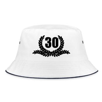 Lorbeerkranz 30 JAHRE - Bucket Hat - Weiß/Navy - Vorne