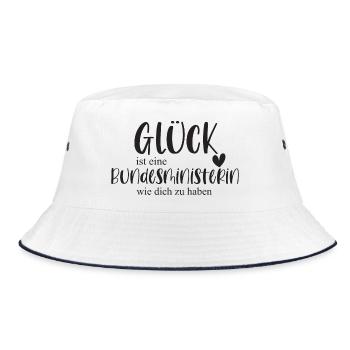 Bundesministerin Politik Geschenk Danke - Bucket Hat - Weiß/Navy - Vorne