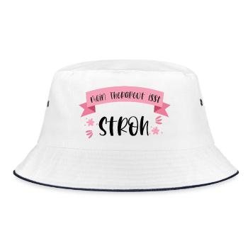 Lustiger Pferde Spruch Reiten Therapeut Stroh - Bucket Hat - Weiß/Navy - Vorne