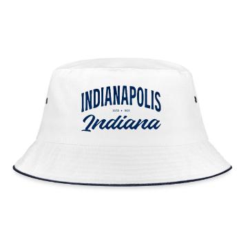 Indy Vintage Indianapolis Script - Bucket Hat - white/navy - Front