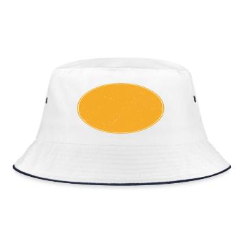 Oval background dirty golden-yellow - Bucket Hat - white/navy - Front