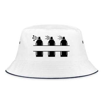 Three paint spray cans - Bucket Hat - white/navy - Front