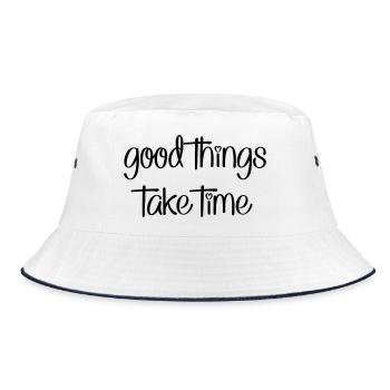 Lustige Sprüche für Ungeduldige - Bucket Hat - Weiß/Navy - Vorne