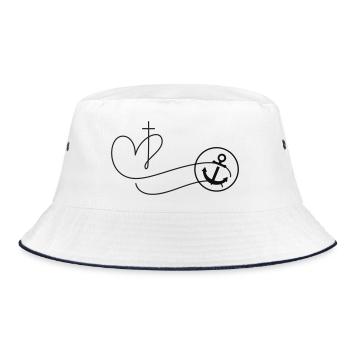 Glaube liebe Hoffnung- anpassbar - Bucket Hat - Weiß/Navy - Vorne
