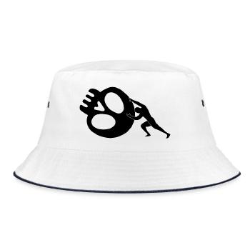 Der Mann, der den Tod abstößt (Schwarz) - Bucket Hat - Weiß/Navy - Vorne