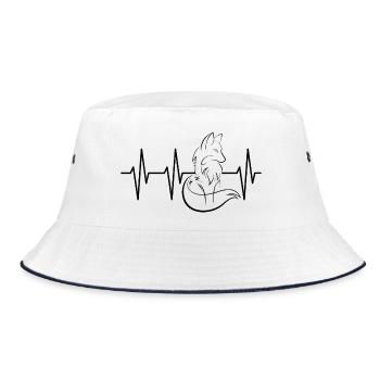 Pulse Fox Symbol Heartbeat Foxes Illustration - Bucket Hat - white/navy - Front