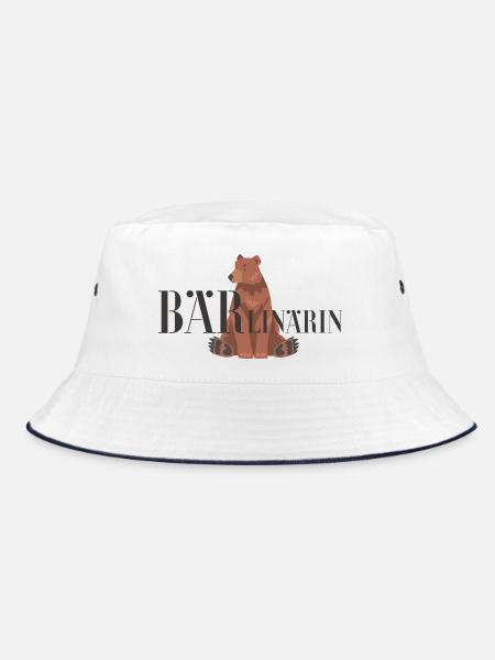 Bär Logo Illustration - Bucket Hat - Weiß/Navy