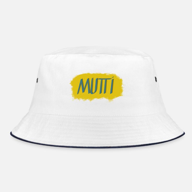 Mutti Schriftzug mit Farbexplosion - Bucket Hat - Weiß/Navy