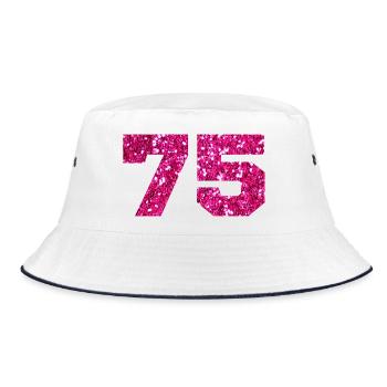 75 Pink Glitter - 75. Geburtstag - Bucket Hat - Weiß/Navy - Vorne