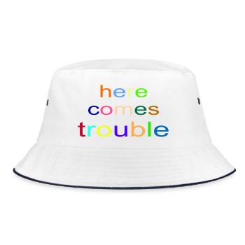 here comes trouble - Bucket Hat - Weiß/Navy - Vorne
