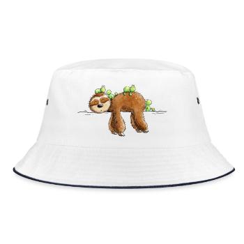 Sloth And Frog Friendship Chill - Bucket Hat - white/navy - Front