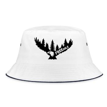 FREEagle - Fliegender Adler [Schwarz] - Bucket Hat - Weiß/Navy - Vorne