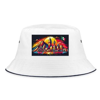 Monterrey Mexiko Kunst Design - Bucket Hat - Weiß/Navy - Vorne
