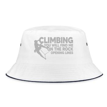 CLIMBING, ROCK CLIMBING, opening lines - Bucket Hat - white/navy - Front
