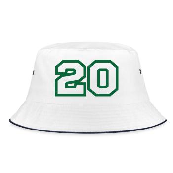 Nummer 20 grüner Sport - Bucket Hat - Weiß/Navy - Vorne