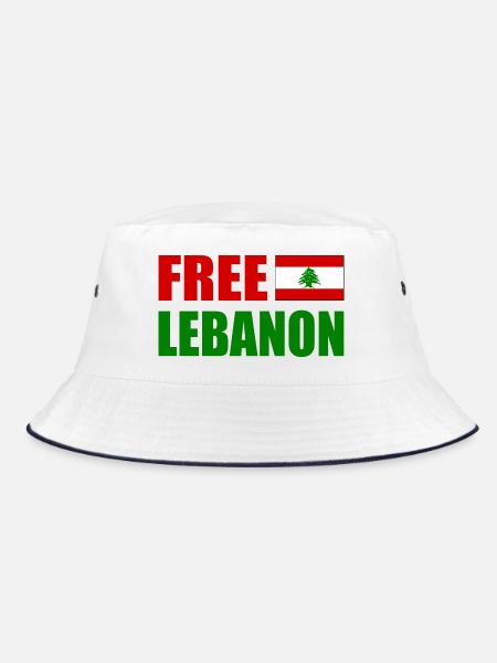 free lebanon - libanon - Bucket Hat - Weiß/Navy - Vorne