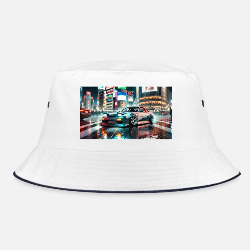 Driftauto - Bucket Hat - Weiß/Navy