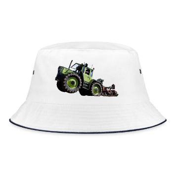 Grüner Traktor MB trac 1300 Hochstarter - Bucket Hat - Weiß/Navy - Vorne