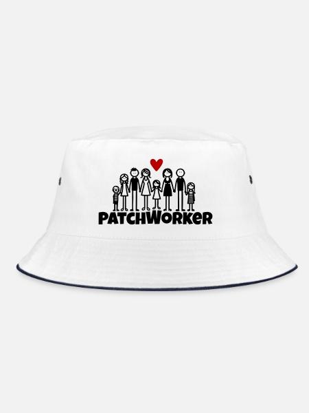 Patchworker2 - Bucket Hat - Weiß/Navy - Vorne
