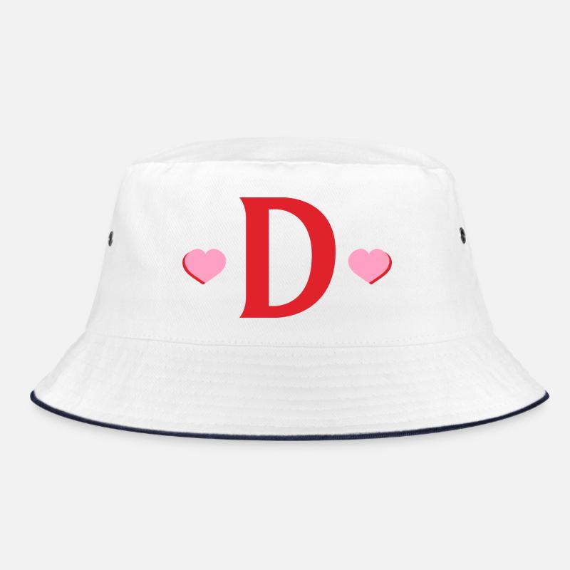 Letter d red hearts Bucket Hat