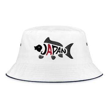 Japan Koi Fish - Bucket Hat - white/navy - Front