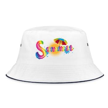 Summer Rainbow Font – Cheerful Summer Design - Bucket Hat - white/navy - Front