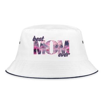 Flamingos in a dream world - best mom ever - Bucket Hat - white/navy - Front