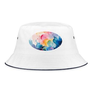 Watercolor Paint Explosion on Canvas - Bucket Hat - white/navy - Front
