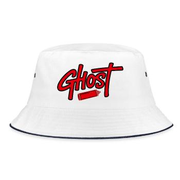 Ghostly Lipstick Illustration Design - Bucket Hat - white/navy - Front