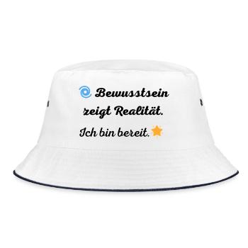 Bewusstsein_zeigt_Realitaet - Bucket Hat - Weiß/Navy - Vorne