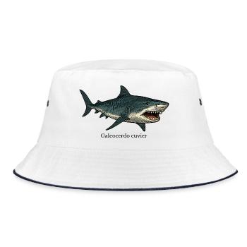 Galeocerdo cuvier tiger shark design - Bucket Hat - white/navy - Front