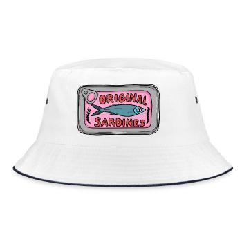 Original Sardines Can Pop Art Design - Bucket Hat - white/navy - Front
