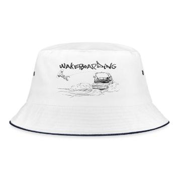Wakeboarding Action Motiv - Bucket Hat - Weiß/Navy - Vorne