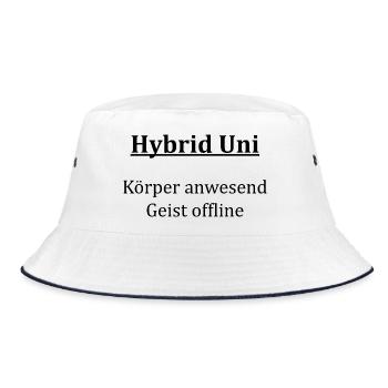 Unispruch "Hybrid Uni" Geschenk, Studenten - Bucket Hat - Weiß/Navy - Vorne